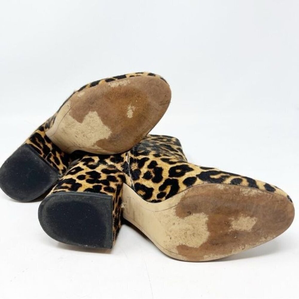 SAM EDELMAN BROWN BLACK FAUX FUR LEOPARD SIDE ZIP BOOTIES SZ 7 - Picture 11 of 12